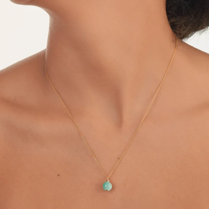 Collier en angélite de 8mm pour femme