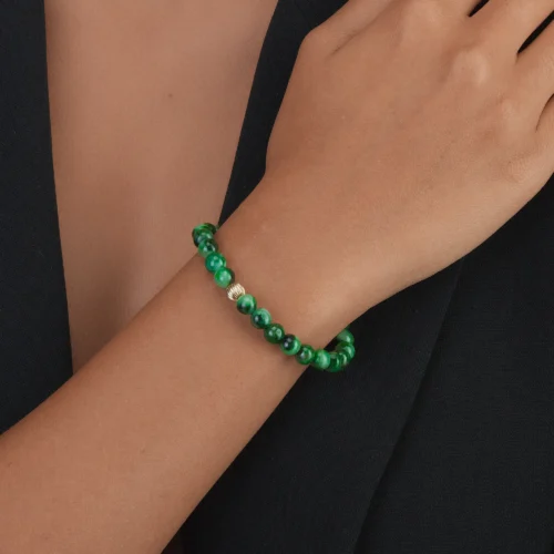 Bracelet en jade vert marbré gold pour femme