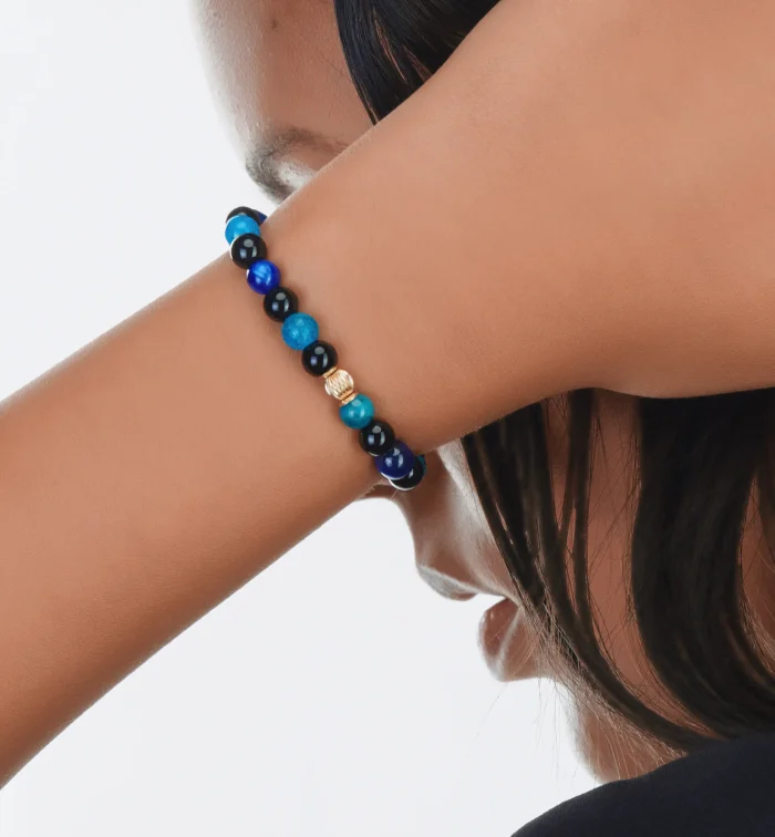 bracelet en apatite, kyanite et onyx