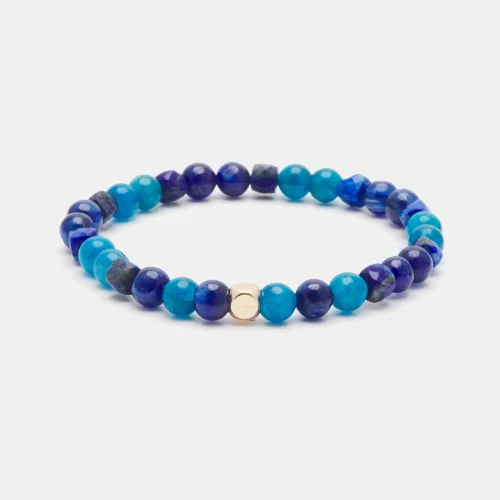 Bracelet en Kyanite, apatite et lapis lazuli