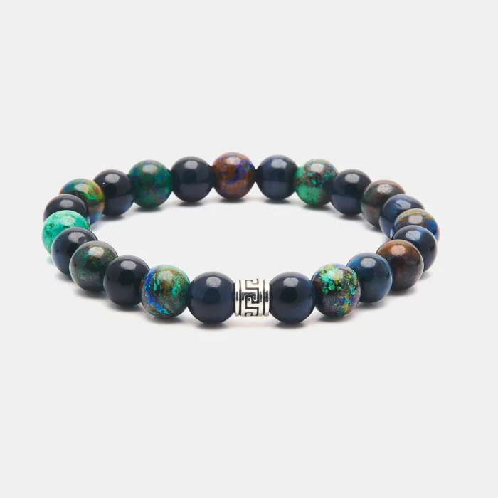 Arenal - Bracelet Chrysocolle, Oeil de faucon Argent massif. – Image 4