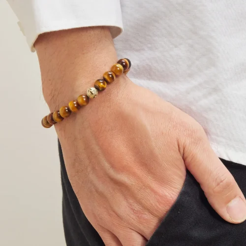 Bracelet en perle pour homme en oeil de tigre
