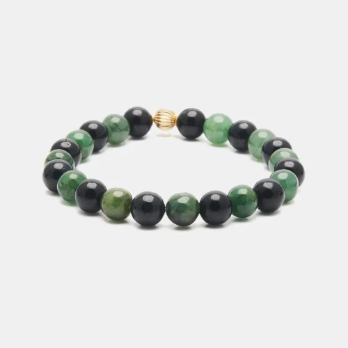 bracelet en perle de jade verte et noire