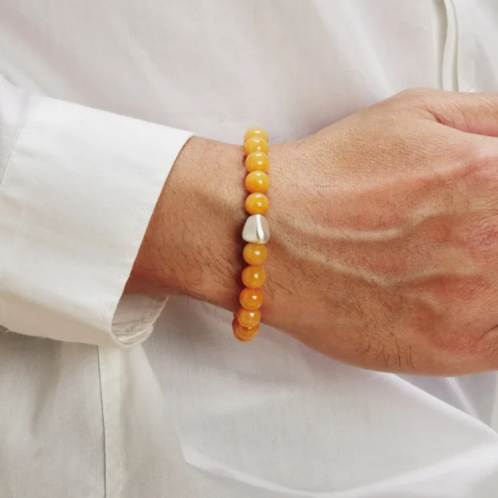 bracelet perles de jade jaune