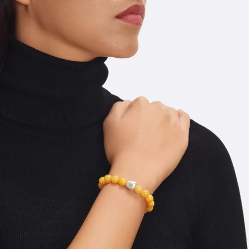 bracelet en pierre de jade véritable jaune