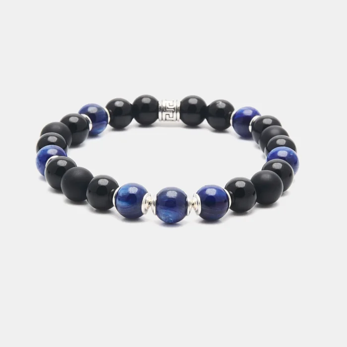 bracelet bleu et noir en kyanite et onyx