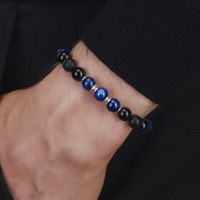 bracelet poue homme en kyanite et onyx