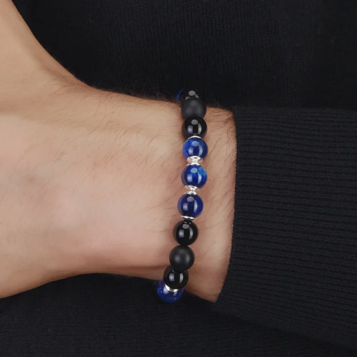 bracelet en perles kyanite onyx