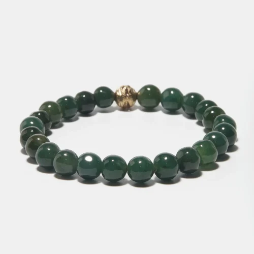 Bracelet en perle de jade vert pour homme