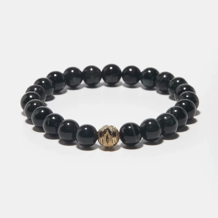 bracelet en perle de jade noir pour homme