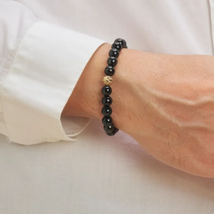 bracelet en pierre de jade noir homme