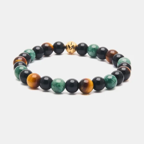 Bracelet en pierre de jade onyx et oeil de tigre
